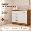 Ver imagem 6 de Cômoda Sapateira Zaki para Quarto de Bebê 100% MDF Branco/Fosco/Savana