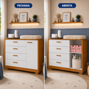 Ver imagem 2 de Cômoda Sapateira Zaki para Quarto de Bebê 100% MDF Branco/Fosco/Savana
