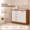Ver imagem 6 de Cômoda Sapateira Zaki para Quarto de Bebê | 100% MDF 1 Porta e 4 Gavetas Branco Fosco/ Savana