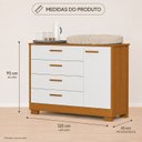 Ver imagem 3 de Cômoda Sapateira Zaki para Quarto de Bebê | 100% MDF 1 Porta e 4 Gavetas Branco Fosco/ Savana