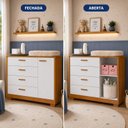 Ver imagem 2 de Cômoda Sapateira Zaki para Quarto de Bebê | 100% MDF 1 Porta e 4 Gavetas Branco Fosco/ Savana