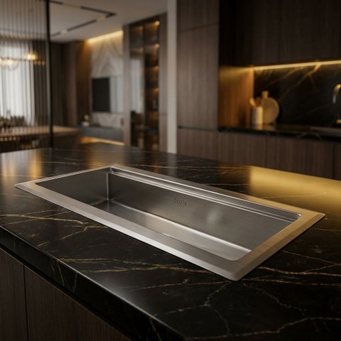 Canal Organizador de Embutir Calha Seca Inox 304 Porta Temperos Bancada Cozinha 70 cm Cozix