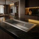 Ver imagem 1 de Calha Seca Embutir Sobrepor Porta Temperos para Cuba de Cozinha Profissional Aço Inox 304 70cm Cozix