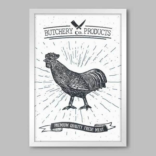 Quadro Cozinha Old Poster - 45x30cm - Moldura Padrão Branco - 1