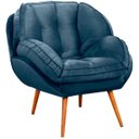 Ver imagem 1 de Poltrona para Sala e Escritório Decorativa Vitória Veludo Azul Marinho