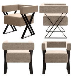 Poltrona Decorativa Estrutura de Ferro Mirela - Linho Bege Linho Bege - 4