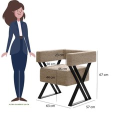 Poltrona Decorativa Estrutura de Ferro Mirela - Linho Bege Linho Bege - 2