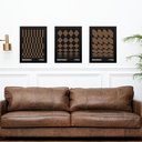 Ver imagem 2 de Kit 3 Quadros Artes Geométricas Bauhaus Preto e Marrom 33x24cm:moldura Preta