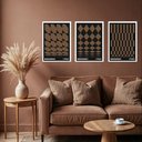 Ver imagem 1 de Kit 3 Quadros Artes Geométricas Bauhaus Preto e Marrom 33x24cm:moldura Preta
