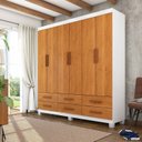 Ver imagem 1 de Guarda-Roupa 6 Portas 6 Gavetas com Pés Denver Marrom/Branco/Cinamomo