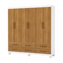 Ver imagem 2 de Guarda-Roupa 6 Portas 6 Gavetas com Pés Denver Marrom/Branco/Cinamomo