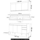 Ver imagem 4 de Armário Cozinha e Balcão com Pia 150cm Marrocos Cinza - Lumil