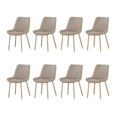 Kit 8 Cadeiras de Jantar Estrutura em Aco Carbono Nobre Bronze Estofado em Linho Conforto - Bege
