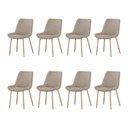 Ver imagem 1 de Kit 8 Cadeiras de Jantar Estrutura em Aco Carbono Nobre Bronze Estofado em Linho Conforto - Bege