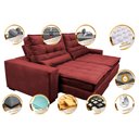 Ver imagem 3 de Sofá Retrátil e Reclinável 2,92m Molas Ensacadas Cama inBox Catar Velusoft Vermelho