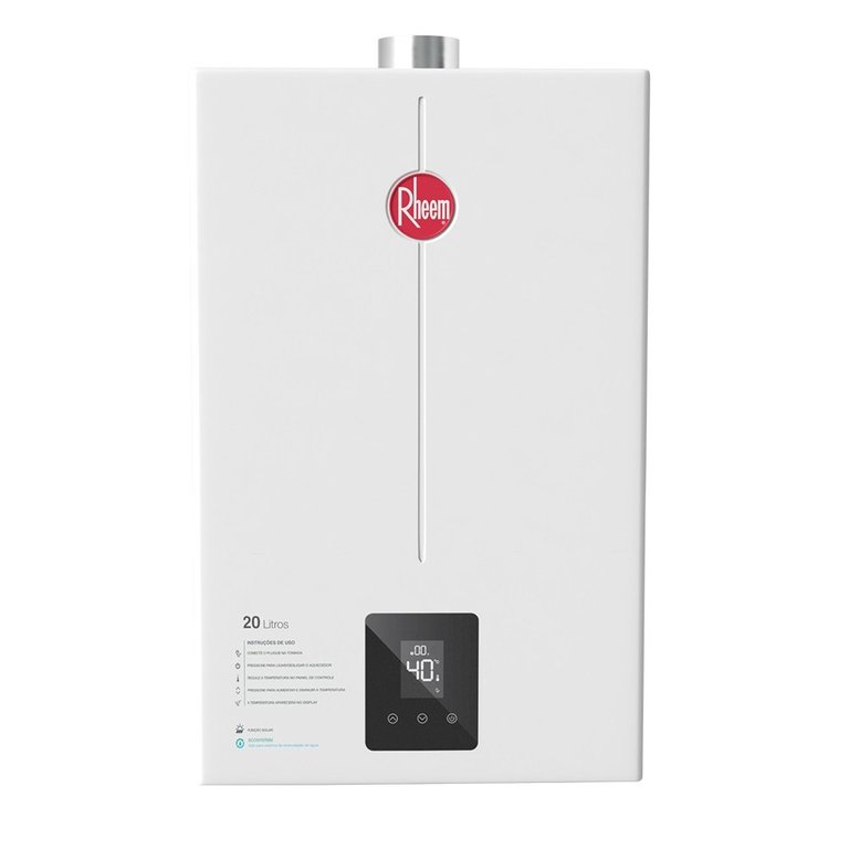 Aquecedor de Água a Gás Digital Rheem 20 Litros Glp Bivolt Branco