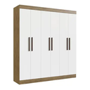 Ver imagem 2 de Guarda-roupa Casal New Xangai 6 Portas 2 Gavetas 100% Mdf Off White/nogueira - Cod: 676.026