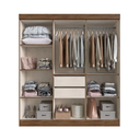 Ver imagem 3 de Guarda-roupa Casal New Xangai 6 Portas 2 Gavetas 100% Mdf Off White/nogueira - Cod: 676.026