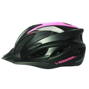 Capacete Bike Mtb Vessel Regulagem/Led M Preto Com Rosa