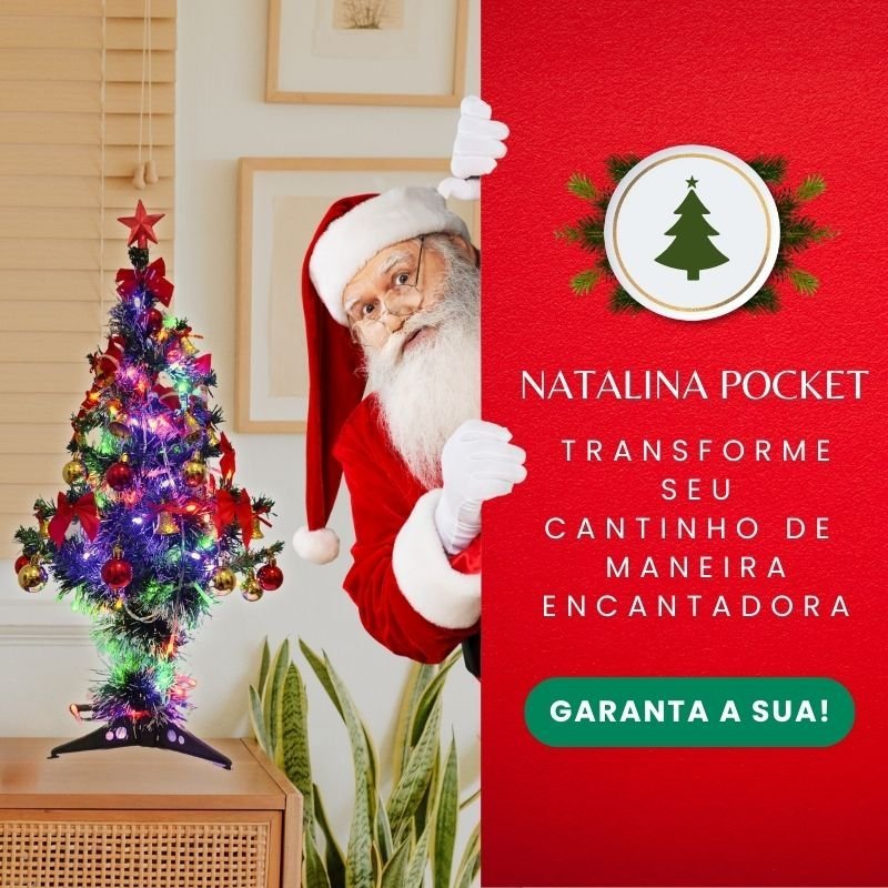 Árvore de Natal Completa Natalina Pocket 60 Cm com 46 Enfeites Natalinos 110v:estrela Champagne - 10