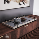 Ver imagem 4 de Bandeja Decorativa Espelhada para Servir Off White com Alça Preta