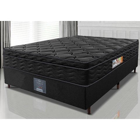 Cama Box Casal Colchão Ortofirm Black + Box 138x188x67 One Face Espuma D33 Preto