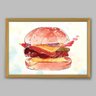 Quadro Cozinha Desenho Hamburger - 45x30cm - Moldura Padrão Madeira - 1
