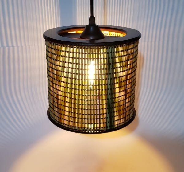 Lustre Pendente Luminária Rustico Bambu com Soquete E-27 - 1