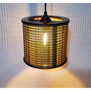 Lustre Pendente Luminária Rustico Bambu com Soquete E-27