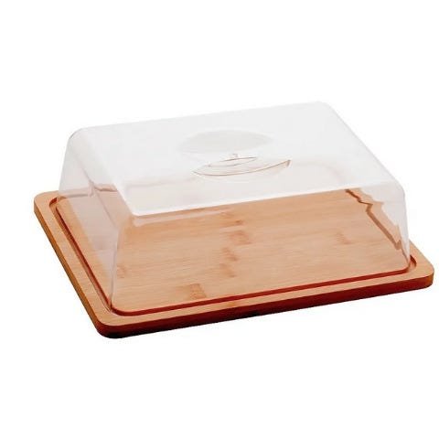 Prato para Queijo (Queijeira) de Bambu com Tampa Acrílica