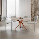 Ver imagem 1 de Sala de Jantar Mesa Ballare Tampo 135cm Texturizado com 4 Cadeiras Marchezine Moderna Mobilia