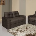 Ver imagem 2 de Conjunto Sofá 2 e 3 Lugares Zinhão Tecido Suede Marrom