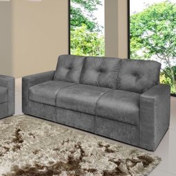 Conjunto Sofá 2 e 3 Lugares Zinhão Tecido Suede Cinza - 3