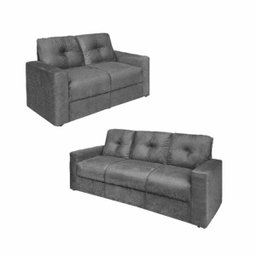 Conjunto Sofá 2 e 3 Lugares Zinhão Tecido Suede Cinza - 5