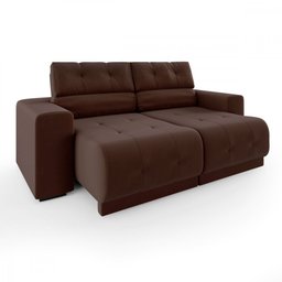 Sofá Retrátil e Reclinável 3 Lugares 3080 Tecido Veludo Tabaco Mamflex - 1