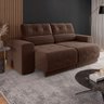 Sofá Retrátil e Reclinável 3 Lugares 3080 Tecido Veludo Tabaco Mamflex - 2