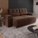 Ver imagem 2 de Sofá Retrátil e Reclinável 3 Lugares 3080 Tecido Veludo Tabaco Mamflex