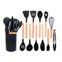 Ver imagem 2 de Kit 12 Utensílios Jogo de Cozinha de Silicone com Espatulas Pincel Batedor Manual - Preto