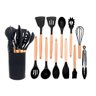 Kit 12 Utensílios Jogo de Cozinha de Silicone com Espatulas Pincel Batedor Manual - Preto - 2