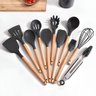 Kit 12 Utensílios Jogo de Cozinha de Silicone com Espatulas Pincel Batedor Manual - Preto - 6
