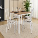 Ver imagem 1 de Conjunto Sala de Jantar Mesa Quadrada 90cm Tampo BP com 4 Cadeiras Adriana Branco/Madeira Cedro/Demolição