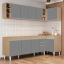 Ver imagem 2 de Armário de Cozinha Modulado de Canto Esquerdo 5 Peças Cp52 Balcão sem Tampo Castanho/cinza - Lumil L
