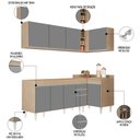 Ver imagem 3 de Armário de Cozinha Modulado de Canto Esquerdo 5 Peças Cp52 Balcão sem Tampo Castanho/cinza - Lumil L