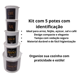 Porta Mantimentos Cozinha Pote de Mantimentos para Cozinha 5 Peças:branco - 2