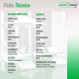 Cadeira Balanço Ninho Suspenso Gota Almofada Impermeável Acesse Móveis Preto C- Branco Gelo - 5