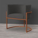 Ver imagem 2 de Kit 3 Poltronas Decorativa Luana Base Bronze Veludo Cinza - Montanaris Decor Md Montanaris Decor