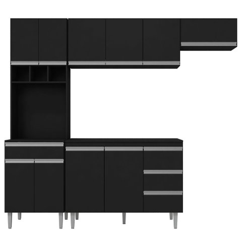 Cozinha Modulada 5 Peças Balcão com Pia 120cm Andréia Preto - AJL Móveis