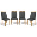 Ver imagem 1 de Kit com 4 Cadeiras Maiara Madeira Maciça Estofadas para Mesa de Jantar Linho Chumbo 406