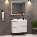 Ver imagem 2 de Conjunto Banheiro Gabinete com Pés Lavatório 80cm e Armário Evie B06 Branco Tau - Lyam Decor