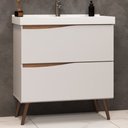 Ver imagem 4 de Conjunto Banheiro Gabinete com Pés Lavatório 80cm e Armário Evie B06 Branco Tau - Lyam Decor